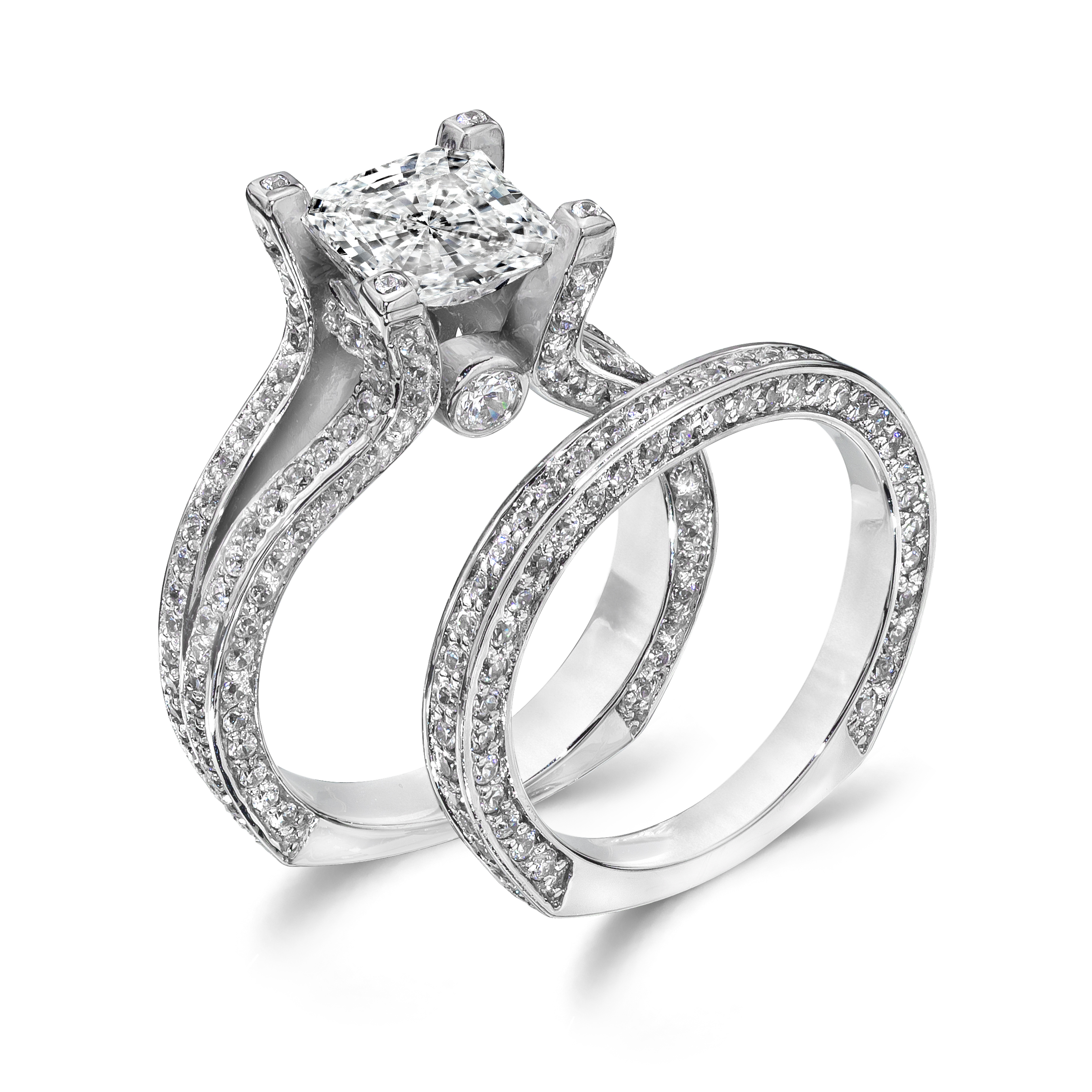 Alesias Round Cut Halo Cz Wedding Ring Set The Geneva Sterling