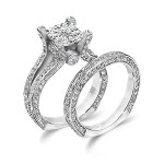 2.0 Carat Princess-Cut Engagement Ring & 1.1 Carat Wedding Band