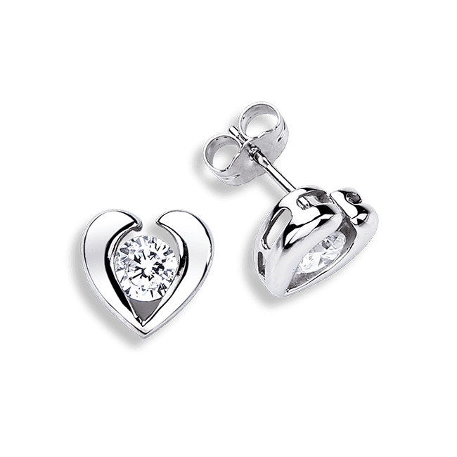 Round Semi Bezel 0.33 Carat, 14K Stud Earrings