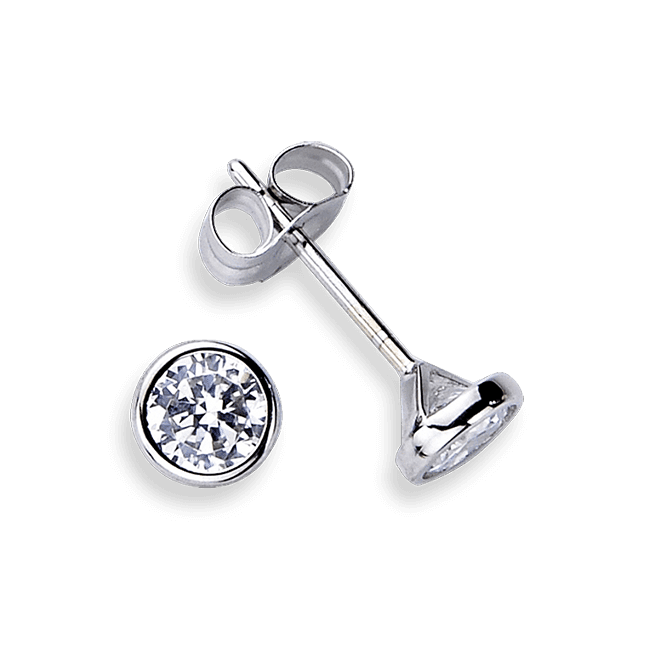 Round Wire Bezel .25 Carat, 14K Stud Earrings