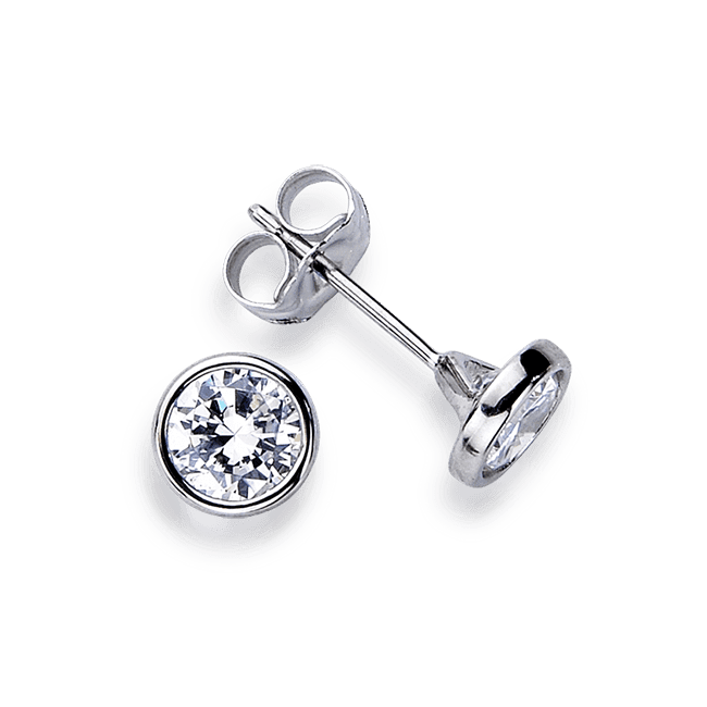 Round Wire Bezel 0.5 Carat, 14K Stud Earrings