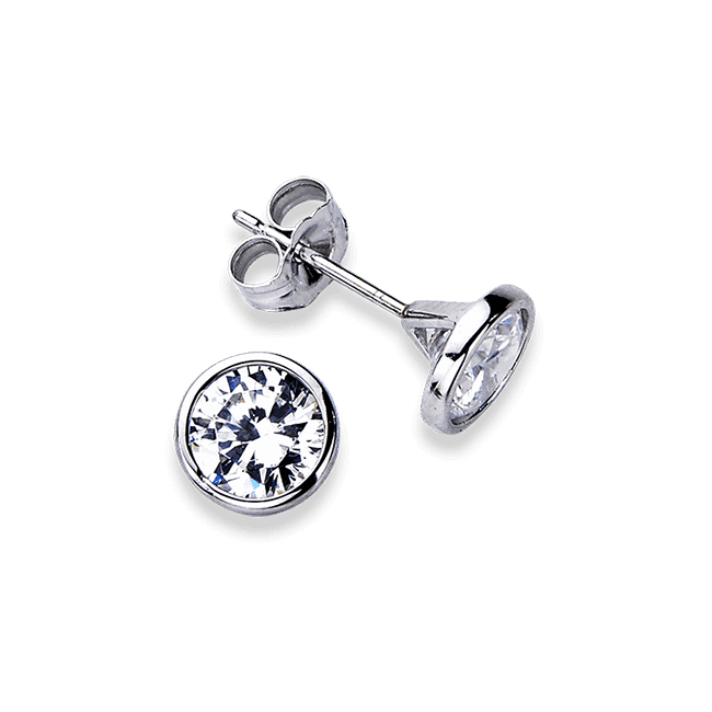 Round Wire Bezel .75 Carat, 14K Stud Earrings