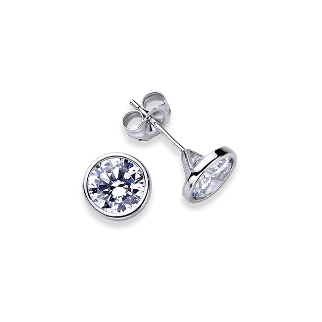 Round Wire Bezel 1.0 Carat, 14K Stud Earrings