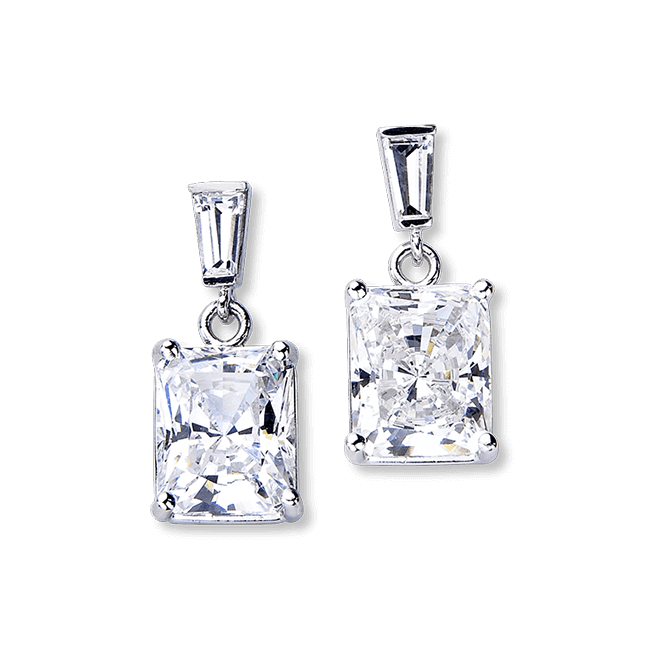 Radiant Cut 6.20 Carat, 14K Drop Earrings