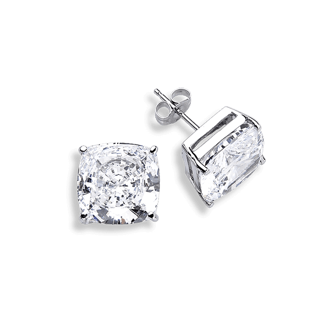 Cushion Cut 7.0 Carat, 14K Stud Earrings