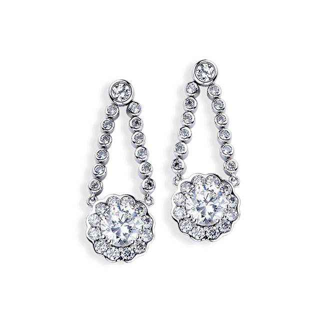 Round 3.18 Carat, 14K Drop Earrings