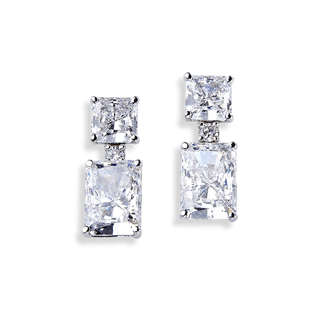 Radiant Cut 12.20 Carat, 14K Drop Earrings