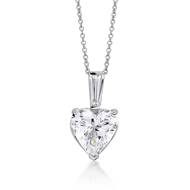 Heart Shape 3.0 Carat, 14K Classic Pendant