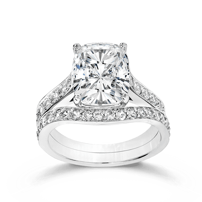 Oval Cushion 3.5 Carat, 14K Wedding Ring Set