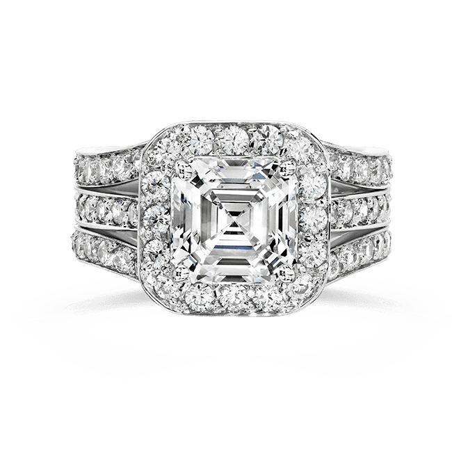Asscher Cut 2.5 Carat, 14K Wedding Ring Set