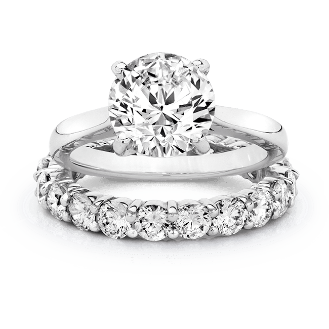 Round 2.0 Carat, 14K Wedding Ring Set