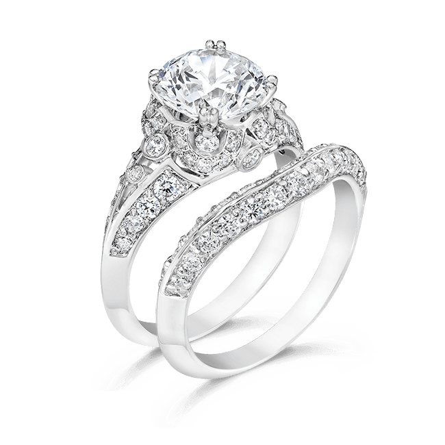 Round 2.50 Carat, 14K Wedding Ring Set