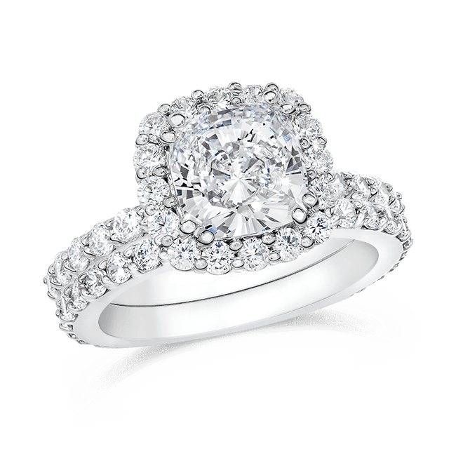 Cushion Cut 2.0 Carat, 14K Wedding Ring Set