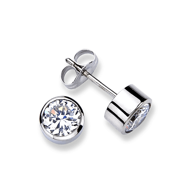 Round Bezel 2.0 Carat, 14K Stud Earrings