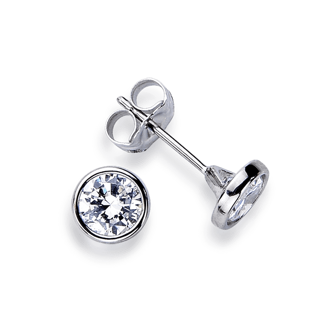 Round Wire Bezel 1.5 Carat, 14K Stud Earrings