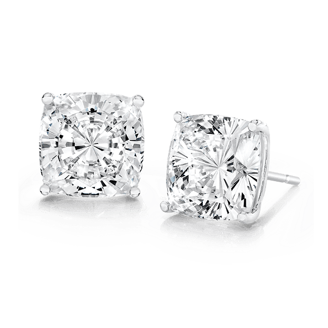 Cushion Cut 9.0 Carat, 14K Stud Earrings