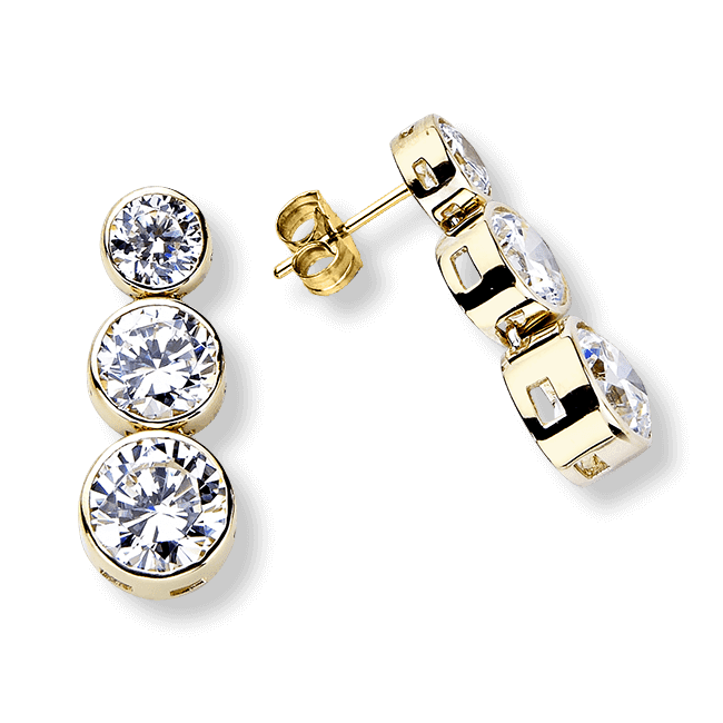 Round Bezel 6.0 Carat, 14K Drop Earrings