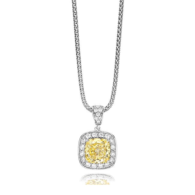 Cushion Cut 3.50 Carat, 14K Fancy Pendant