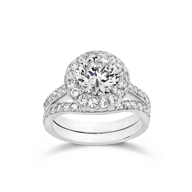 Round 3.0 Carat, 14K Wedding Ring Set