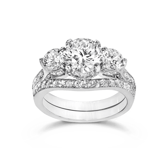 Round 2.0 Carat, 14K Wedding Ring Set