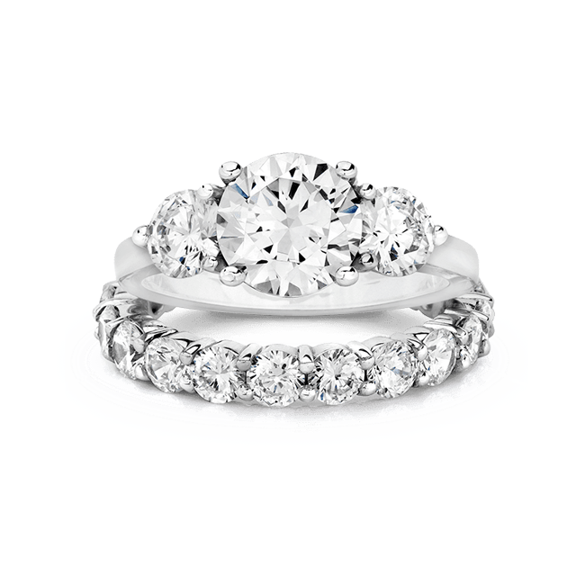 Round 2.0 Carat, 14K Wedding Ring Set