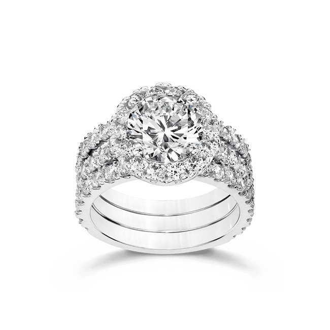 Round 2.5 Carat, 14K Wedding Ring Set