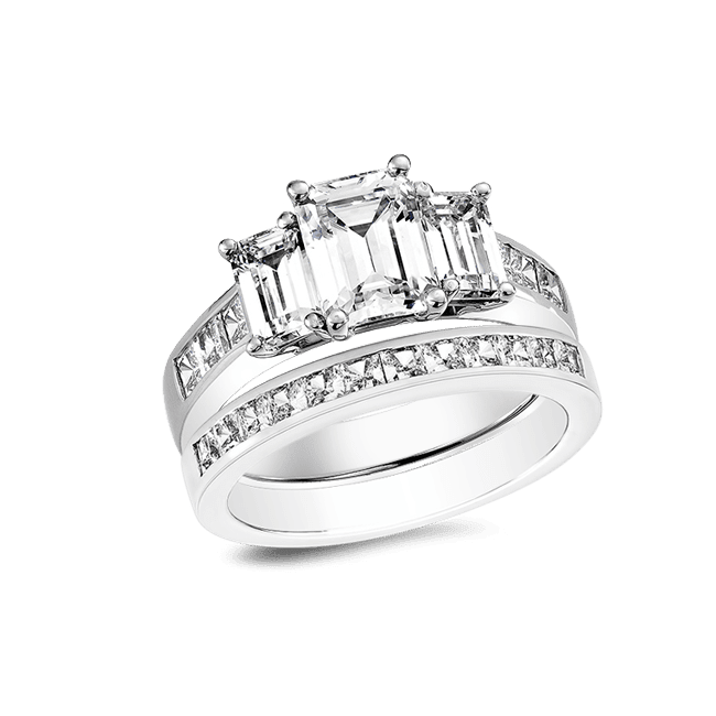 Emerald Cut 1.25 Carat, 14K Wedding Ring Set