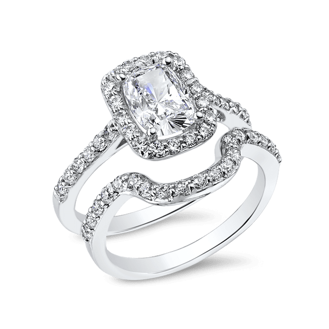 Oval Cushion 1.0 Carat, 14K Wedding Ring Set