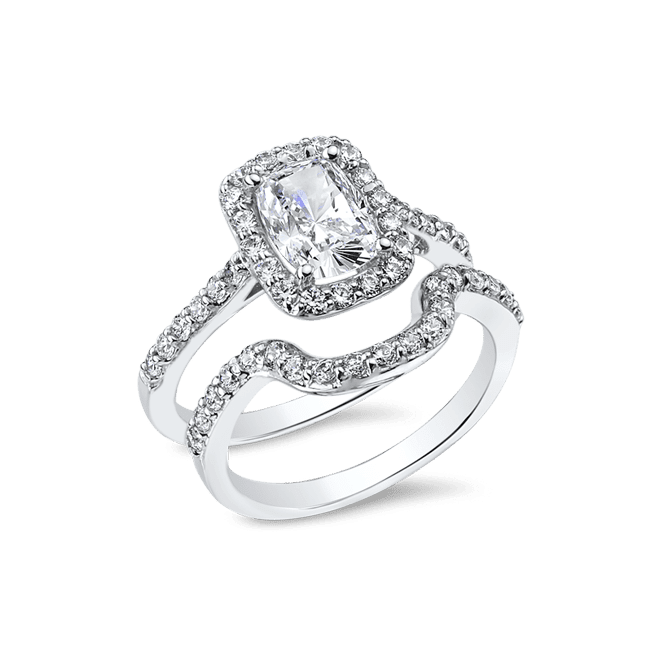 Oval Cushion 1.5 Carat, 14K Wedding Ring Set