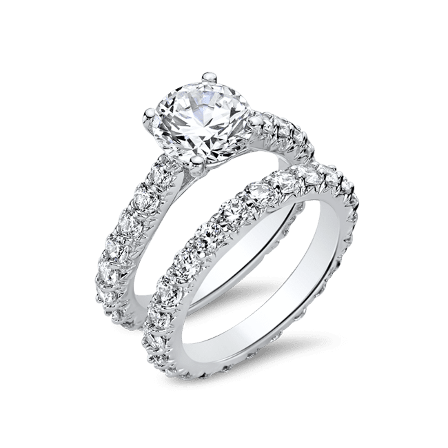 Round 2.0 Carat, 14K Wedding Ring Set
