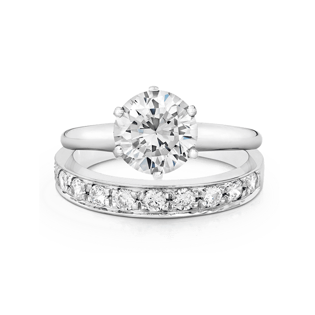 Round 2.0 Carat, 14K Wedding Ring Set
