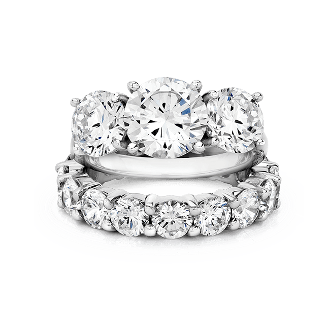 Round 2.0 Carat, 14K Wedding Ring Set