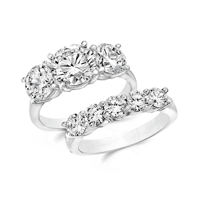 Round 2.0 Carat, 14K Wedding Ring Set