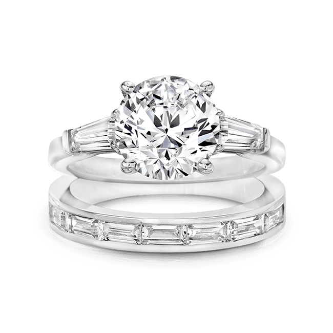 Round 3.0 Carat, 14K Wedding Ring Set