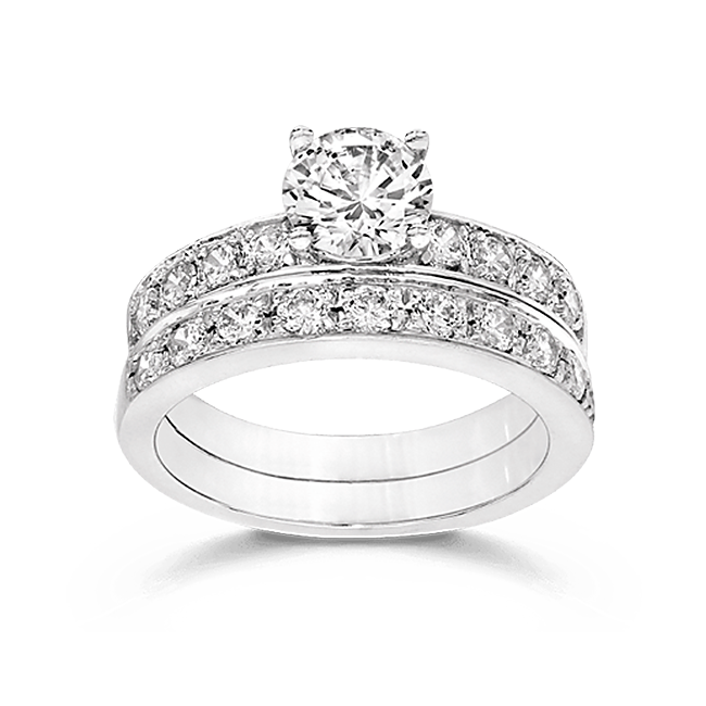 Round 1.0 Carat, 14K Wedding Ring Set