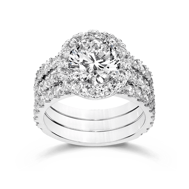 Round 2.0 Carat, 14K Wedding Ring Set