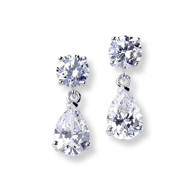 Round and Pear 6.0 Carat, 14K Drop Earrings