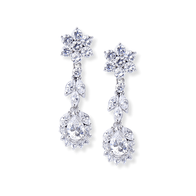 Round and Pear 4.90 Carat, 14K Drop Earrings