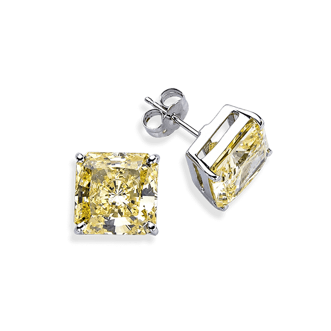 Princess Cut Lab Diamond Halo Stud Earrings / Yellow Princess Diamond  Cluster Earrings / 14K White Gold Screw Back Earrings / Ready to Ship -  Etsy Finland