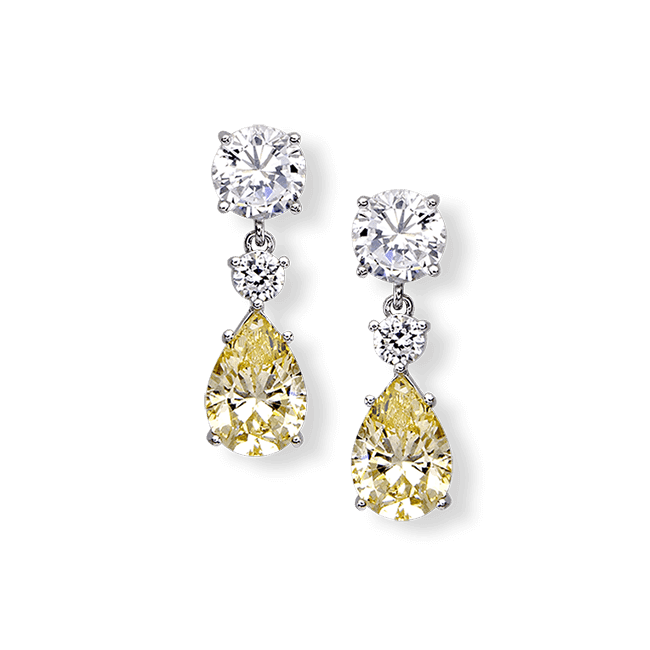 Round and Pear 7.50 Carat, 14K Drop Earrings