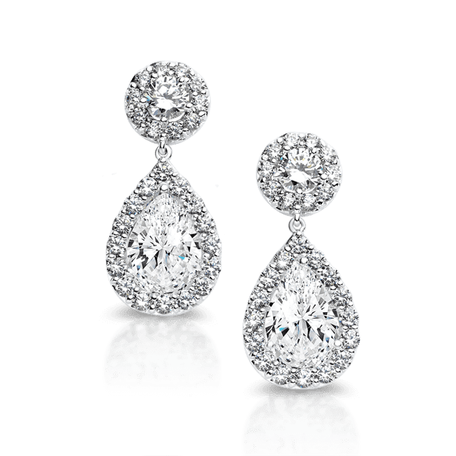 Round and Pear 8.88 Carat, 14K Drop Earrings