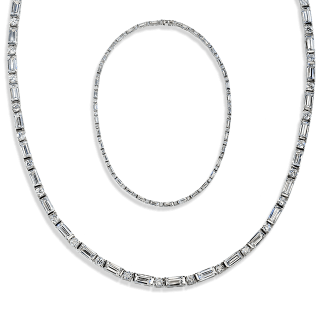 Baguette and Round 15.0 Carat, 14K Necklace