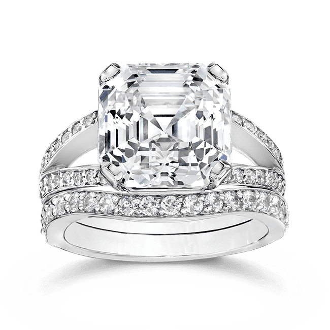 Asscher Cut 8.0 Carat, 14K Wedding Ring Set