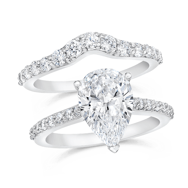 Pear Shape 3.0 Carat, 14K Wedding Ring Set