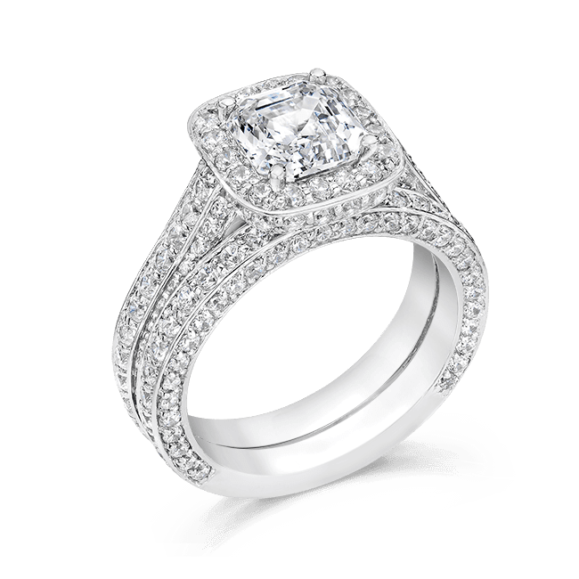 Asscher Cut 1.50 Carat, 14K Wedding Ring Set