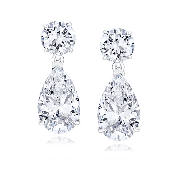 Round and Pear 9.0 Carat, 14K Drop Earrings