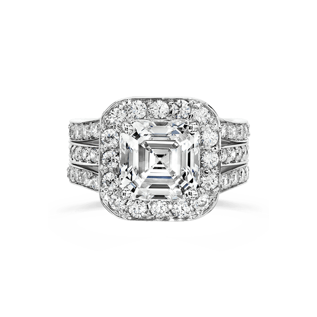 Asscher Cut 3.5 Carat, 14K Wedding Ring Set