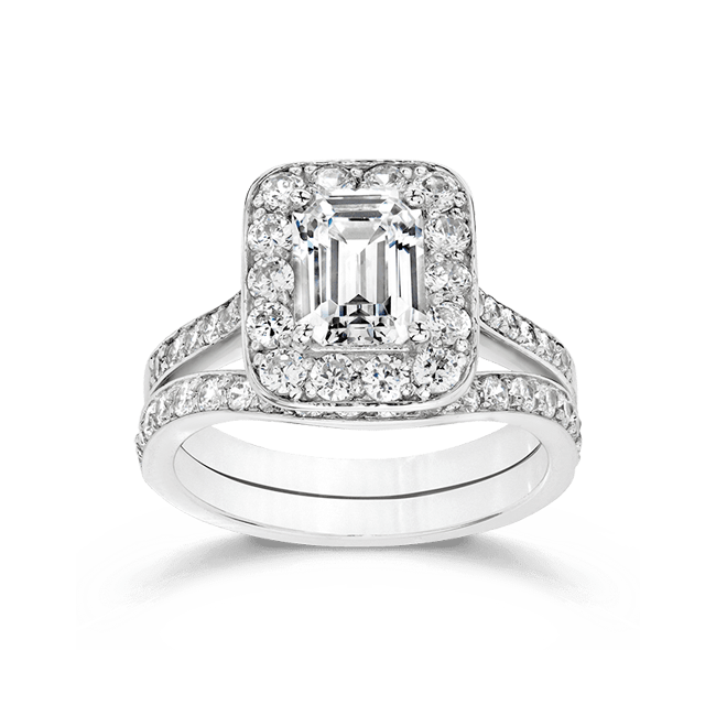 Emerald Cut 1.25 Carat, 14K Wedding Ring Set