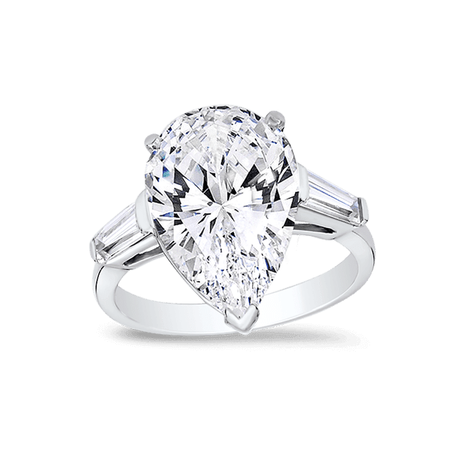 Pear Shaped & Baguette Cut 3 Stone Diamond Ring, 1.20 Ct G VS2 GIA –  Kingofjewelry.com