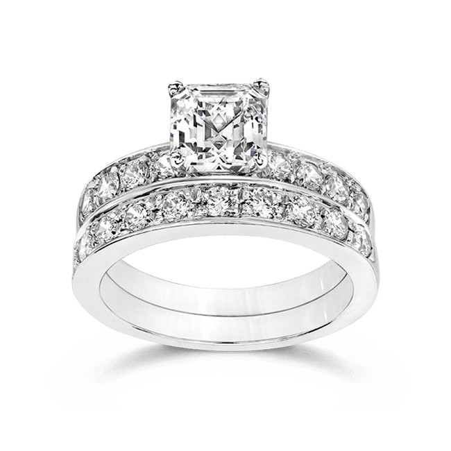 Asscher Cut 1.5 Carat, 14K Wedding Ring Set